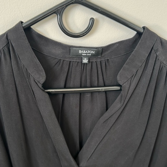 Babaton Silk Black V-Neck Dress - Picture 2 of 8